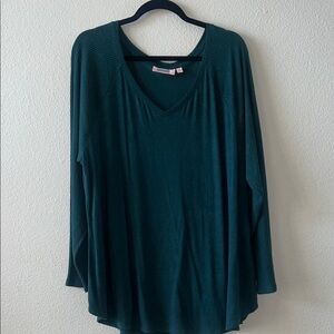 Knox Rose Deep Teal Long Sleeve V-Neck Top